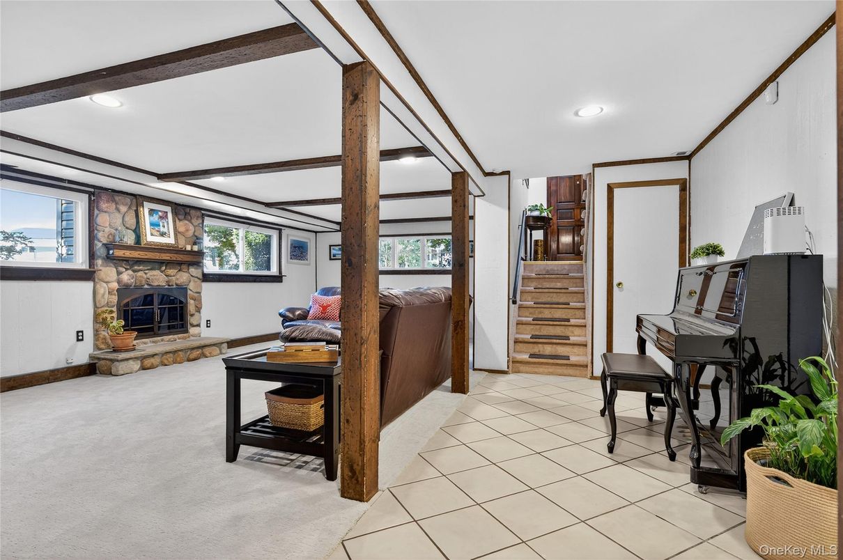 Fireplace, Interior, Piano, Recessed Lighting