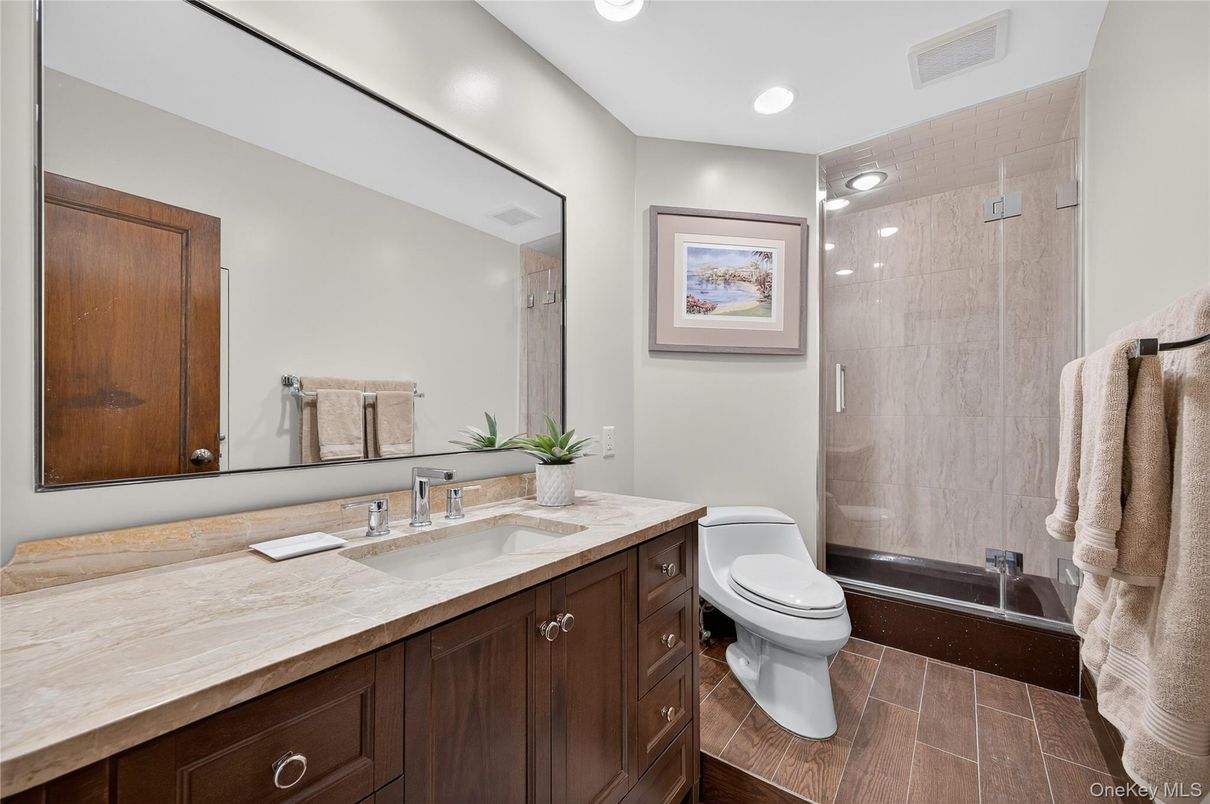 Bathroom, Glass Shower, Interior, Recessed Lighting