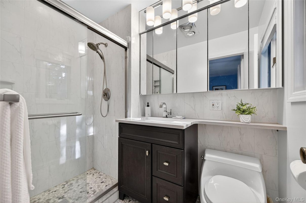 Bathroom, Glass Shower, Interior, Marble Walls
