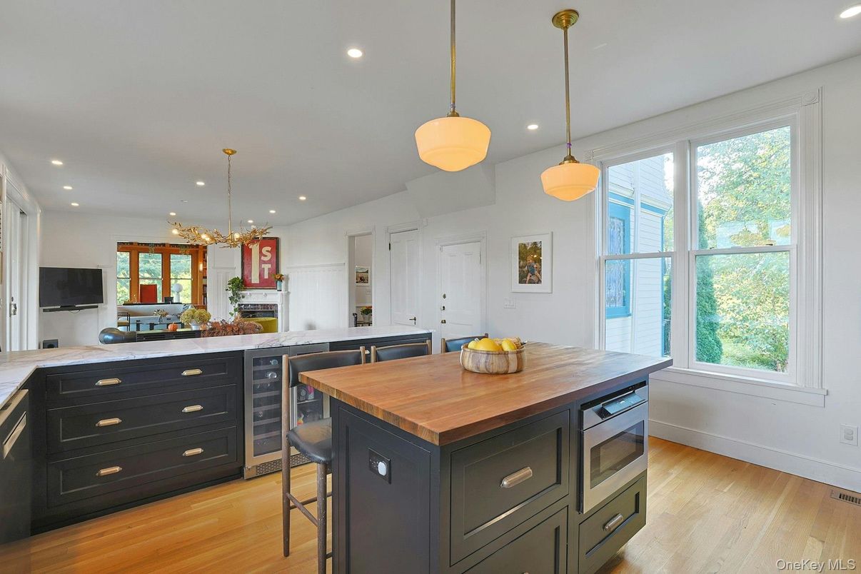 Interior, Kitchen, Pendant Lights, Recessed Lighting, Wood Texture Flooring