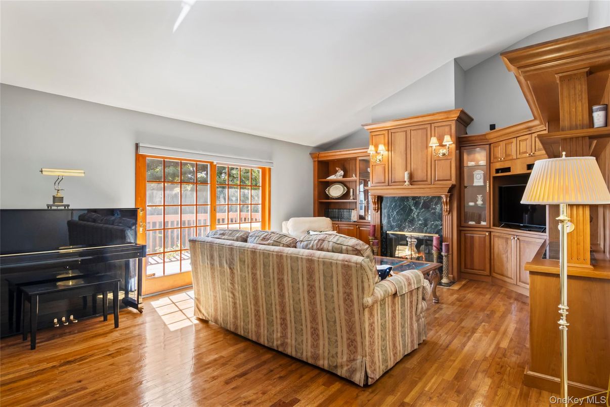 Fireplace, Interior, Living room, Piano, Wood Texture Flooring