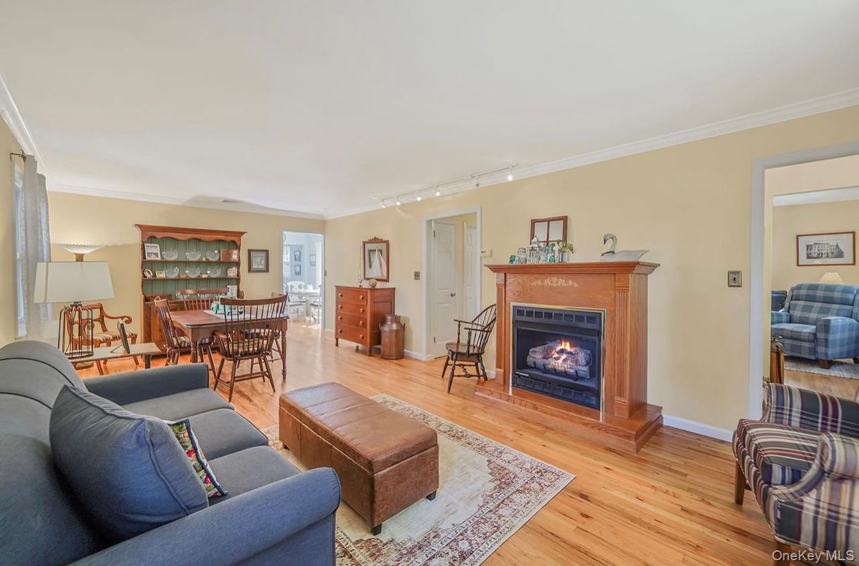 Dining room, Fireplace, Interior, Living room, Wood Texture Flooring