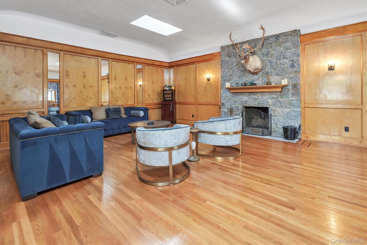 Fireplace, Interior, Living room, Stone Walls, Wood Texture Flooring, Wooden Walls