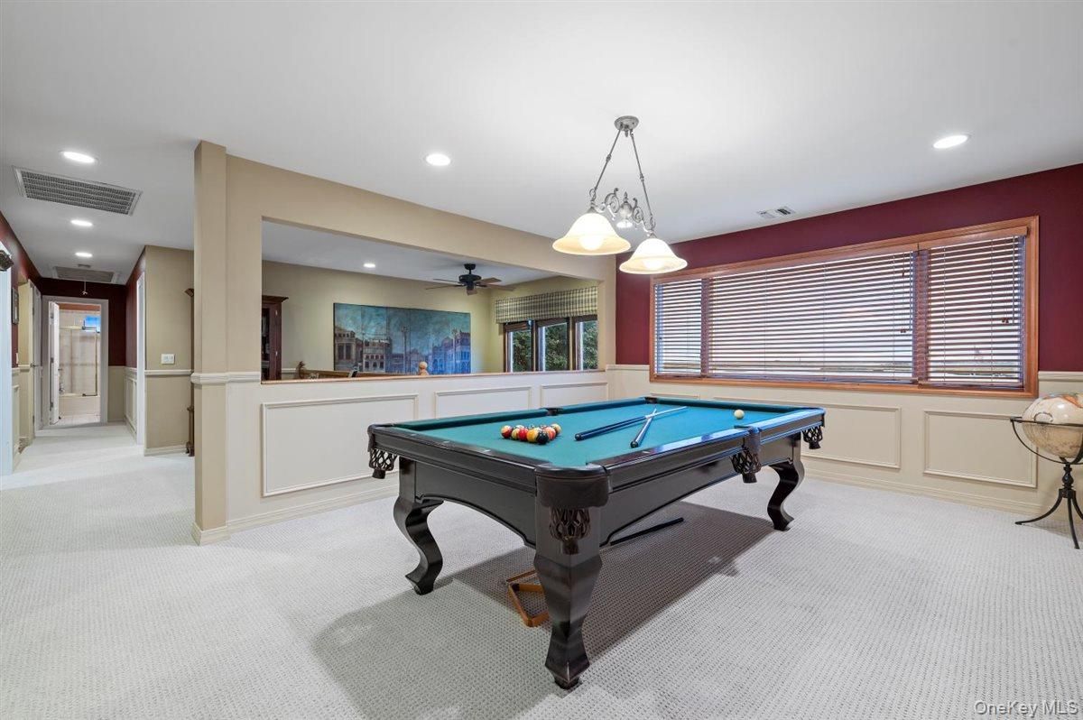 Billiard Table, Game Room, Interior, Pendant Lights, Recessed Lighting