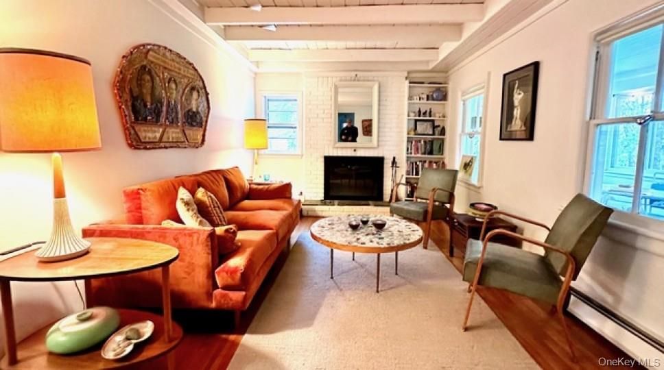 Fireplace, Interior, Living room, Stone Walls, Wood Texture Flooring