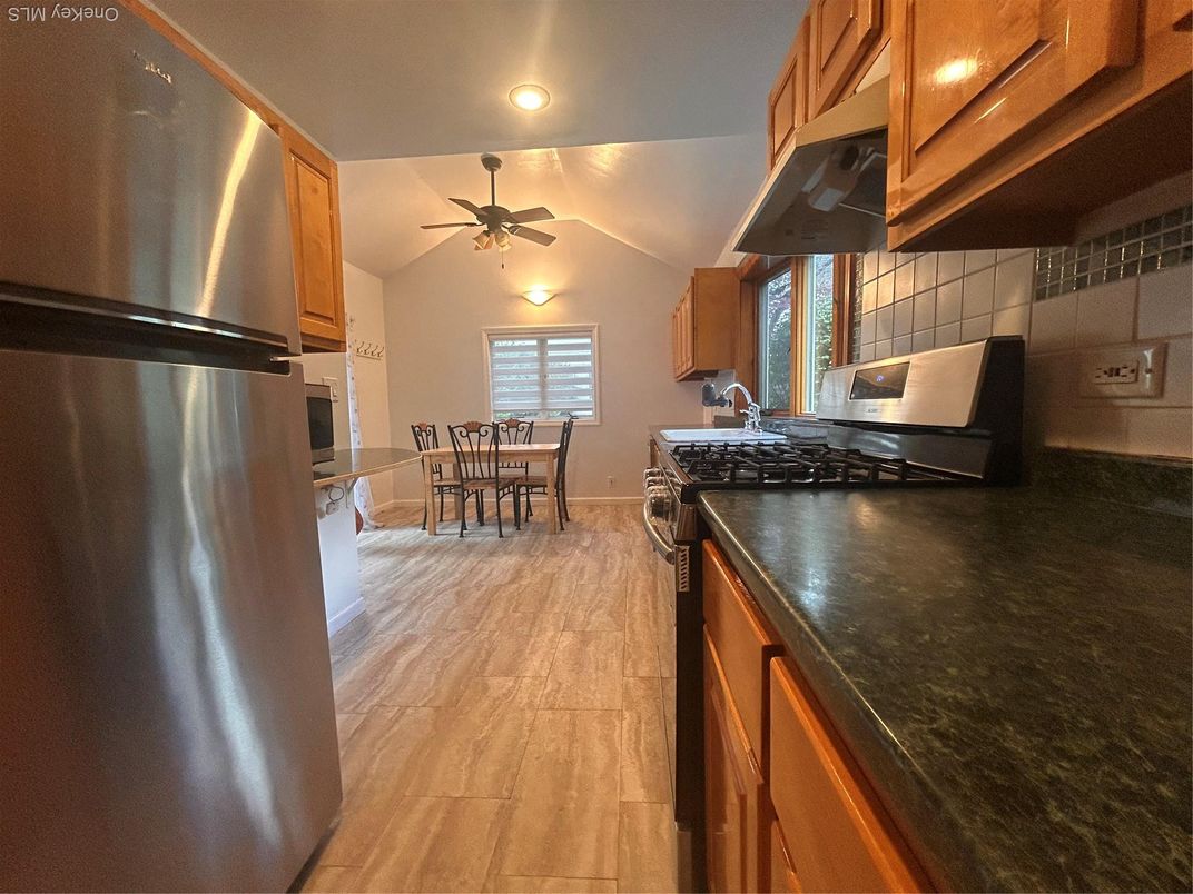 Dining room, Interior, Kitchen, Recessed Lighting, Wood Texture Flooring