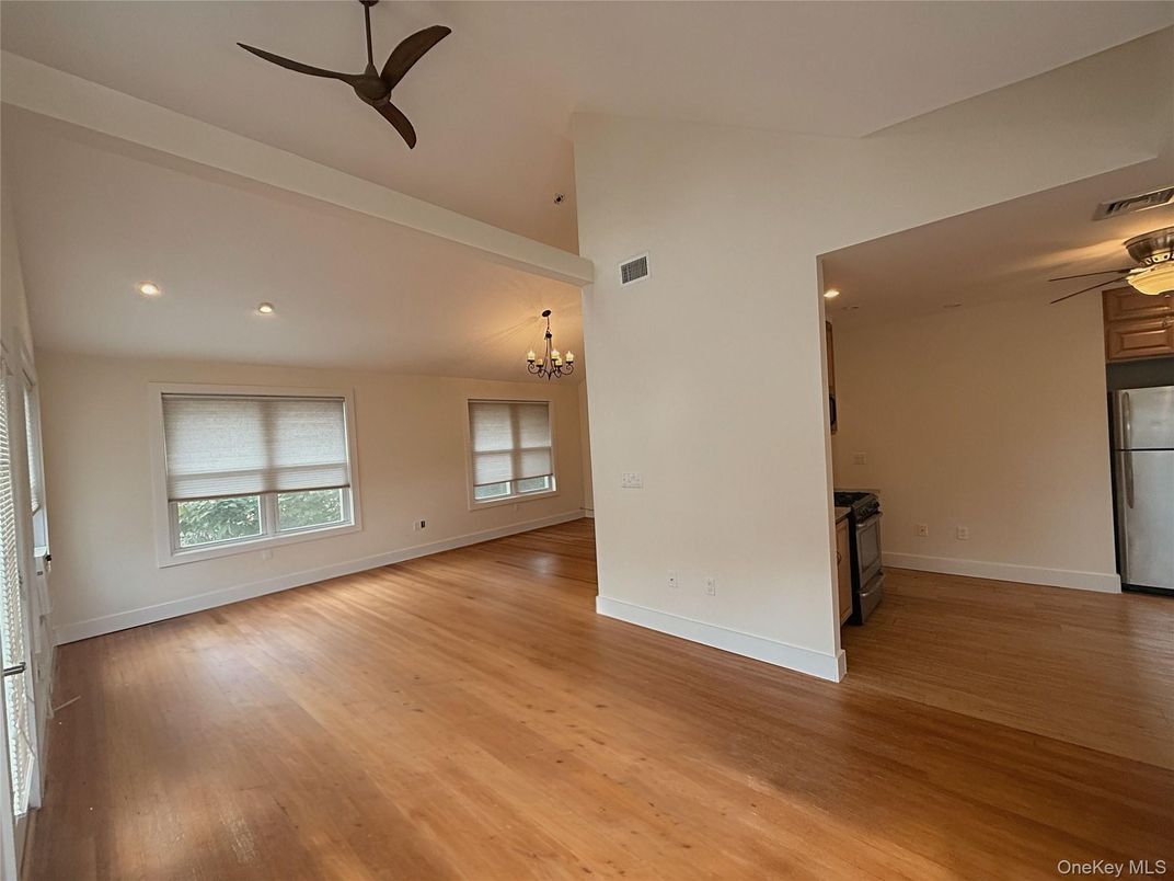 Chandelier, Empty room, Interior, Recessed Lighting, Wood Texture Flooring