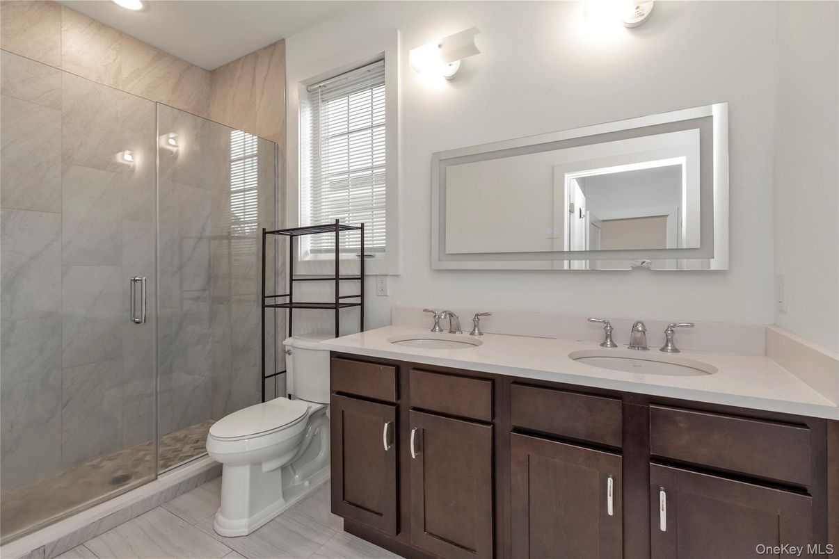 Bathroom, Dual Sink Vanities, Glass Shower, Interior, Recessed Lighting
