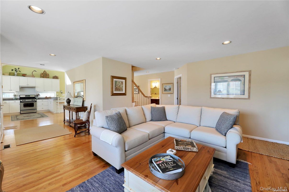 Interior, Kitchen, Living room, Recessed Lighting, Stainless Steel Appliances, Wood Texture Flooring