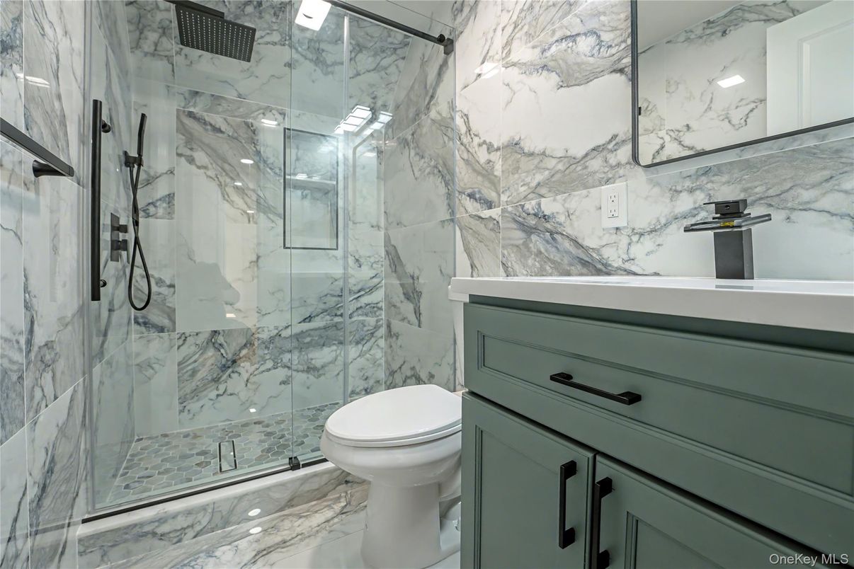 Bathroom, Glass Shower, Interior, Marble, Marble Walls