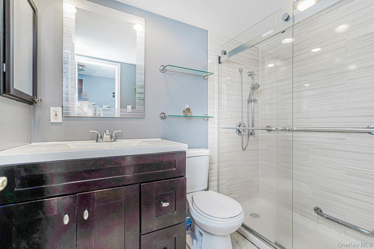 Bathroom, Glass Shower, Interior, Recessed Lighting