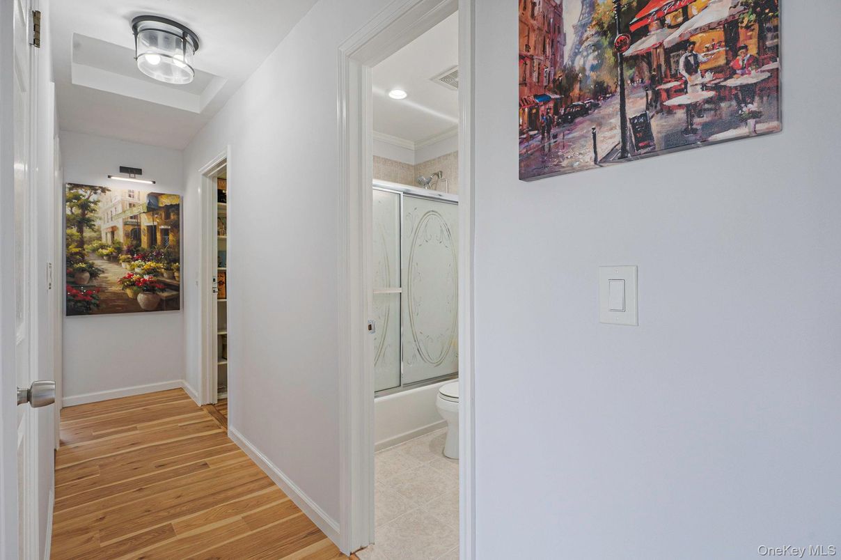 Bathroom, Interior, Recessed Lighting, Wood Texture Flooring