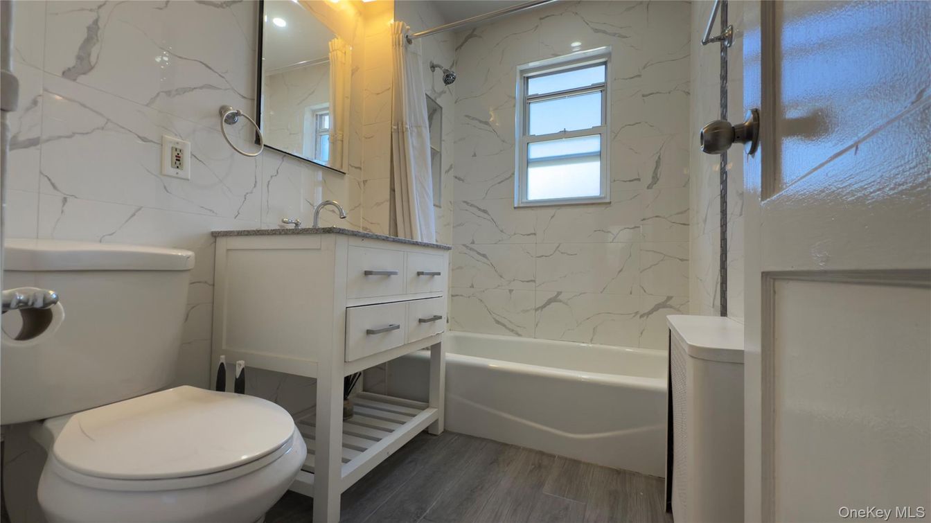 Bathroom, Interior, Marble Walls, Wood Texture Flooring
