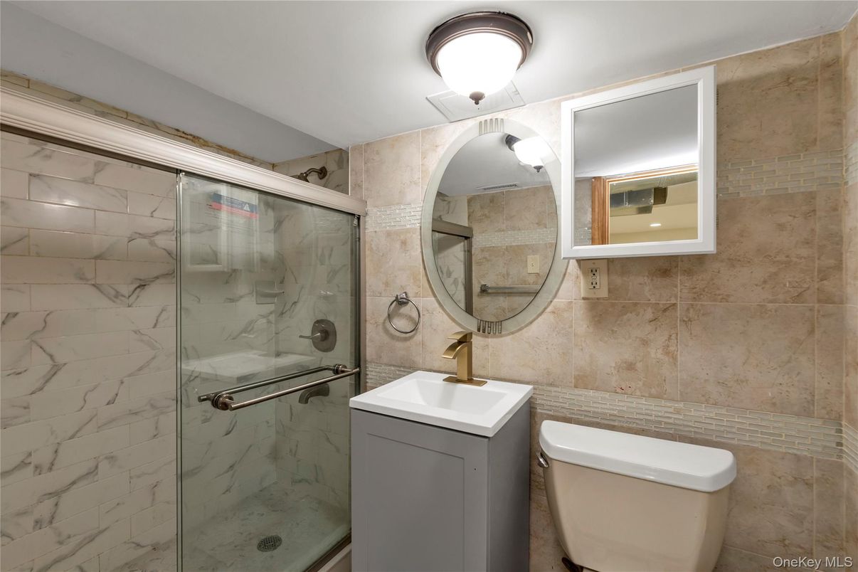 Bathroom, Glass Shower, Interior, Marble Walls