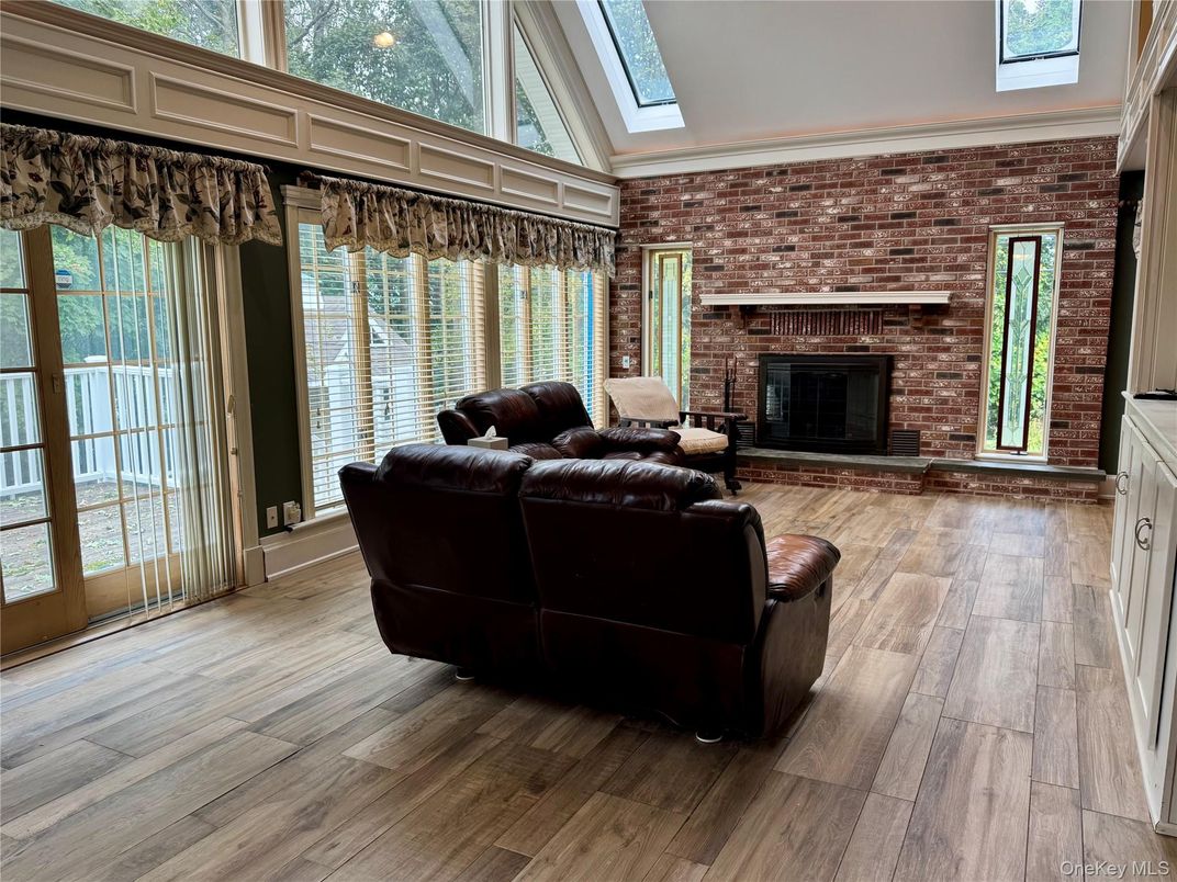 Fireplace, Interior, Living room, Stone Walls, Wood Texture Flooring