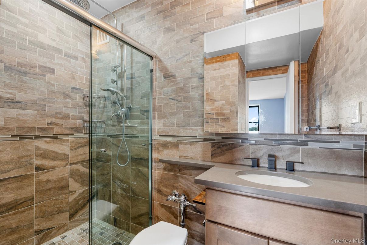 Bathroom, Glass Shower, Interior, Stone Walls