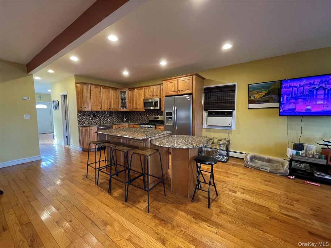 Interior, Kitchen, Recessed Lighting, Wooden Beams, Wood Texture Flooring