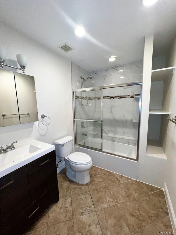 Bathroom, Glass Shower, Interior, Marble Walls, Recessed Lighting