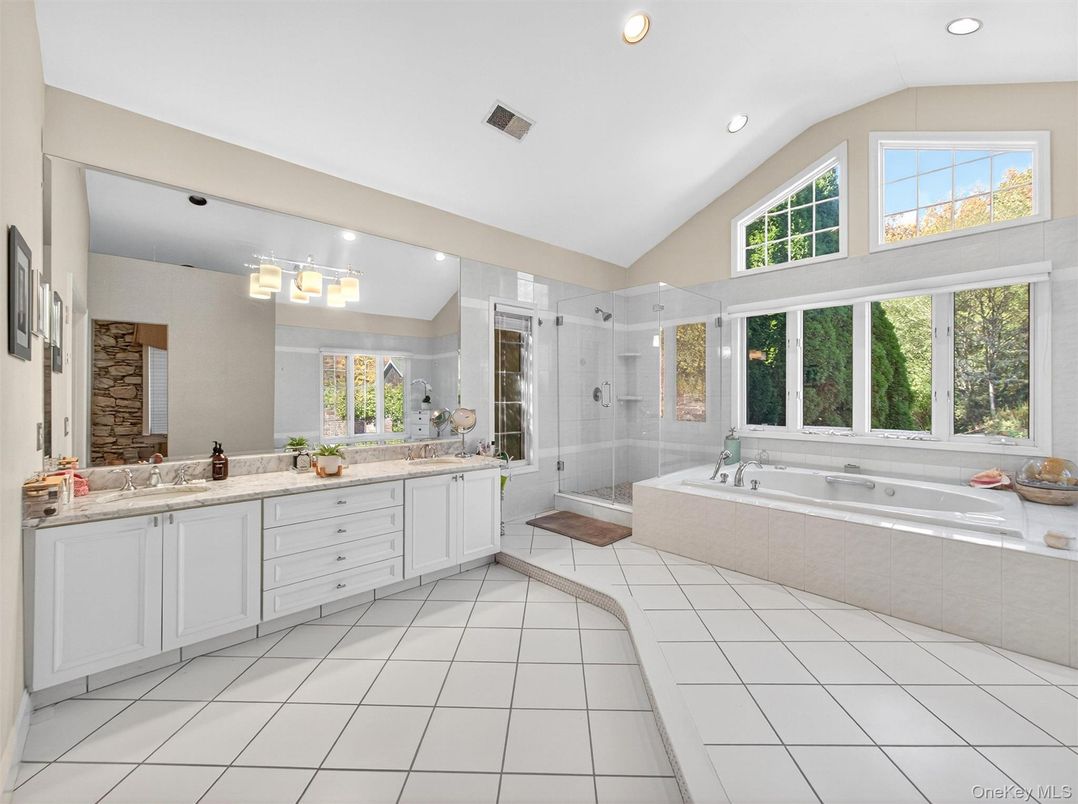 Bathroom, Dual Sink Vanities, Glass Shower, Interior, Recessed Lighting