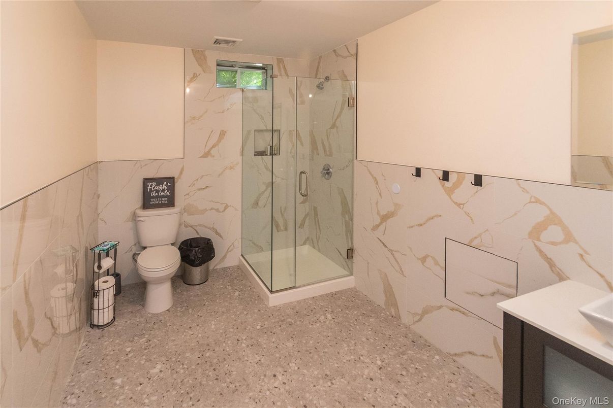 Bathroom, Glass Shower, Interior, Marble Walls