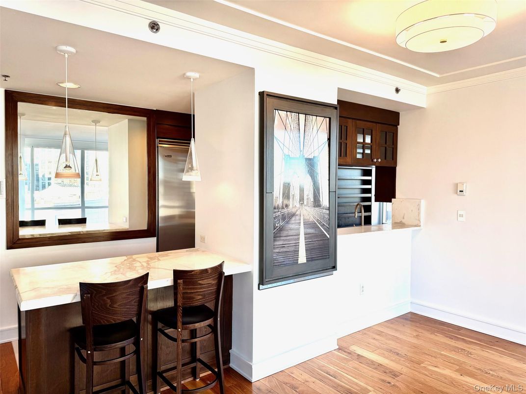 Interior, Kitchen, Pendant Lights, Stainless Steel Appliances, Wood Texture Flooring