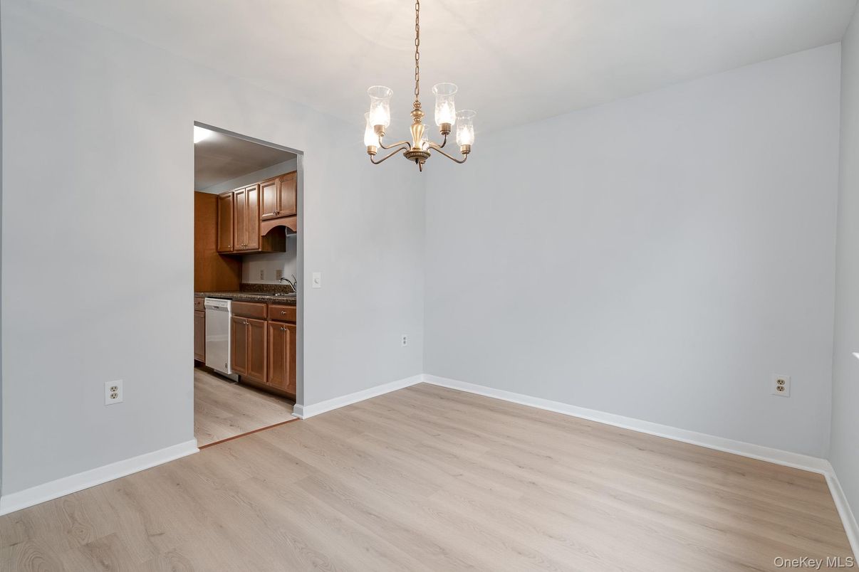 Chandelier, Empty room, Interior, Kitchen, Wood Texture Flooring