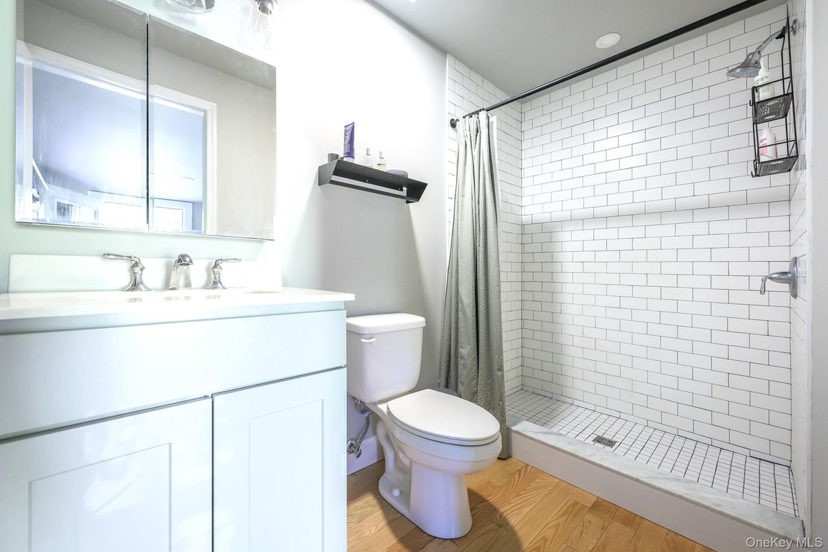 Bathroom, Interior, Recessed Lighting, Wood Texture Flooring