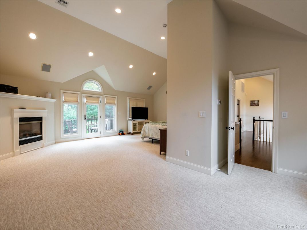 Empty room, Fireplace, Interior, Recessed Lighting, Wood Texture Flooring