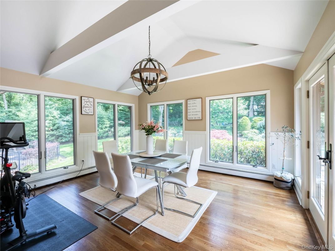Chandelier, Dining room, Interior, Wood Texture Flooring