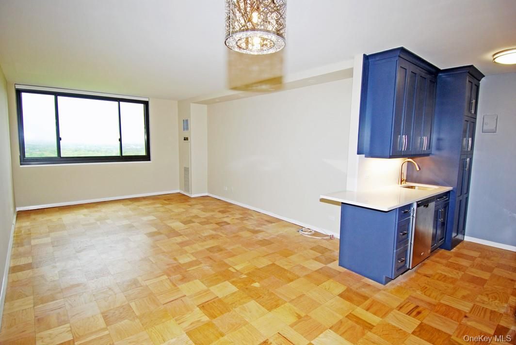 Empty room, Interior, Kitchen, Pendant Lights, Wood Texture Flooring