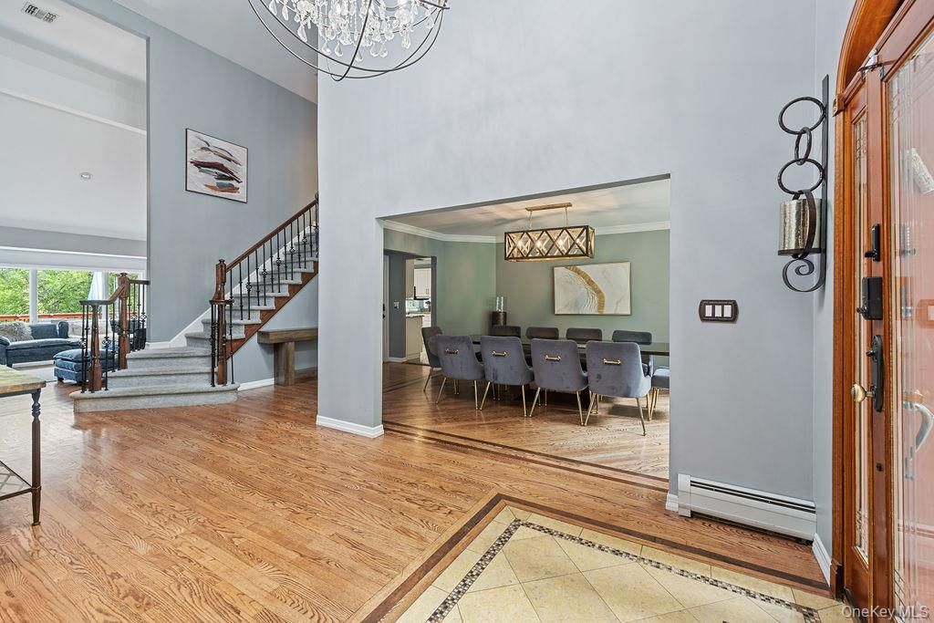 Chandelier, Dining room, Interior, Pendant Lights, Wood Texture Flooring