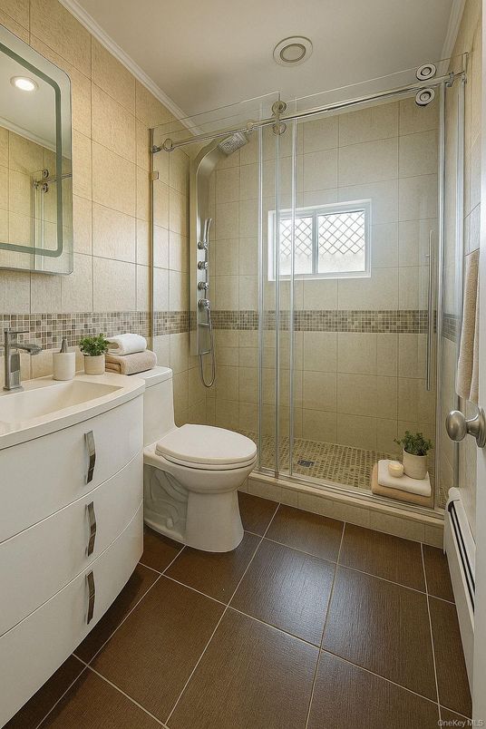 Bathroom, Glass Shower, Interior, Recessed Lighting