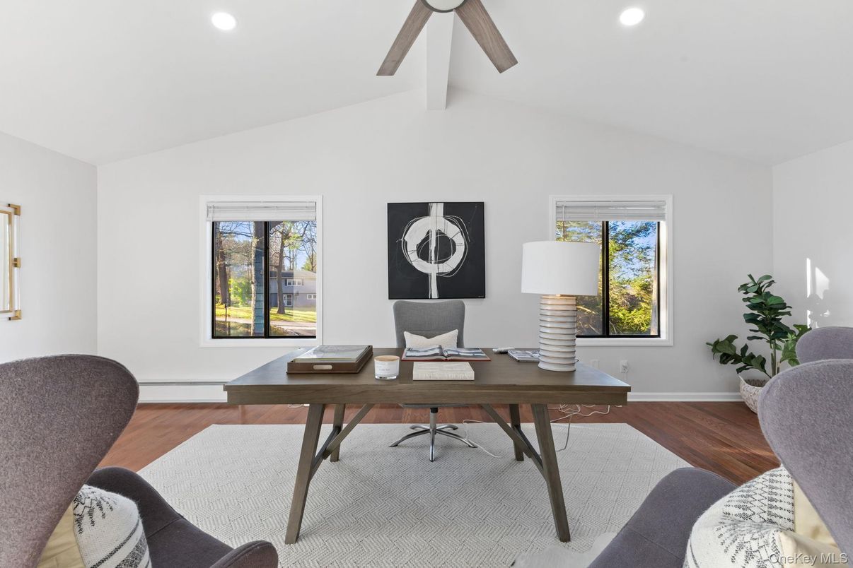 Home Office, Interior, Recessed Lighting, Wood Texture Flooring