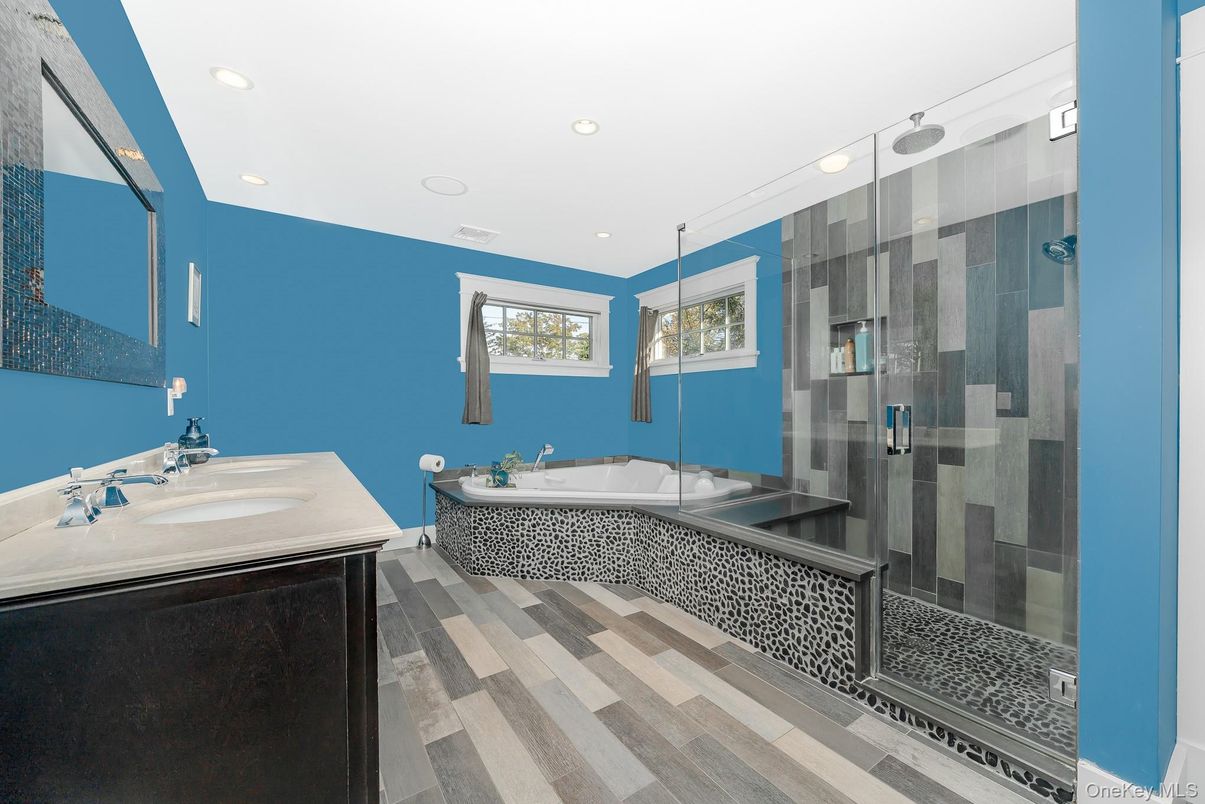 Bathroom, Dual Sink Vanities, Glass Shower, Interior, Recessed Lighting