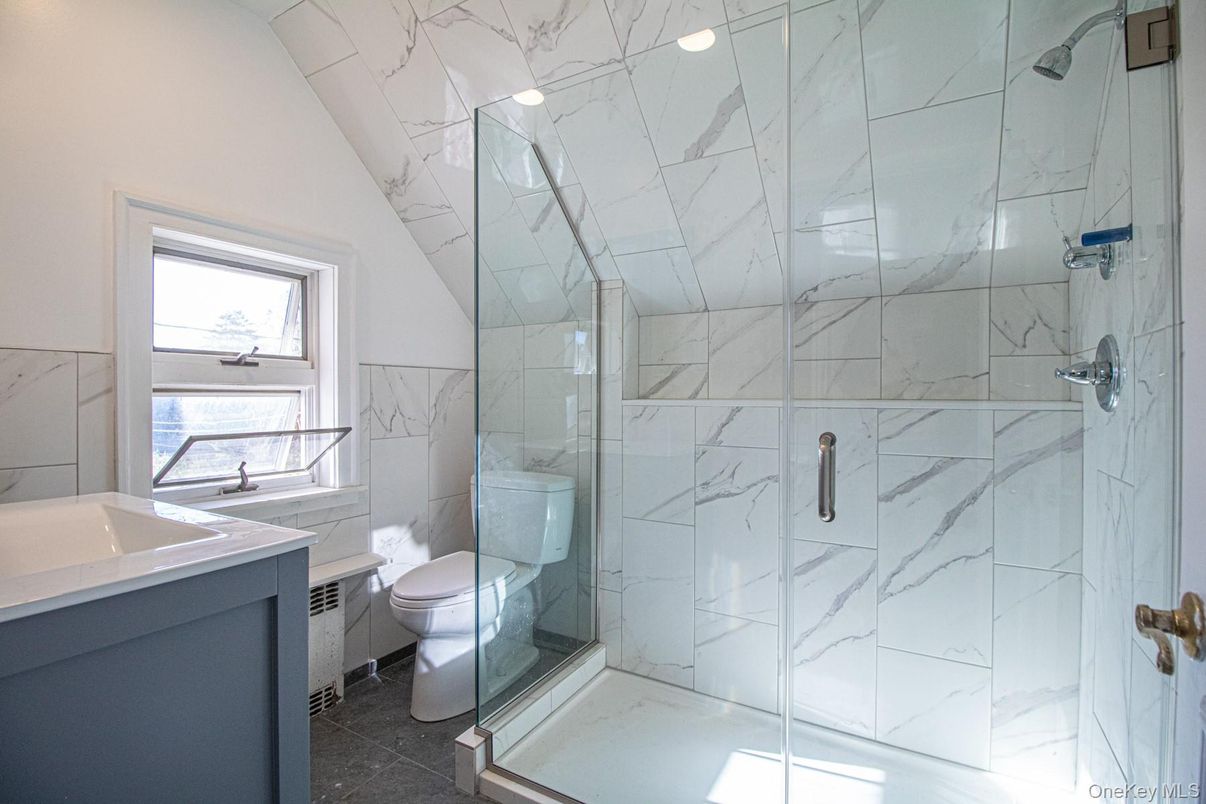 Bathroom, Glass Shower, Interior, Marble Walls