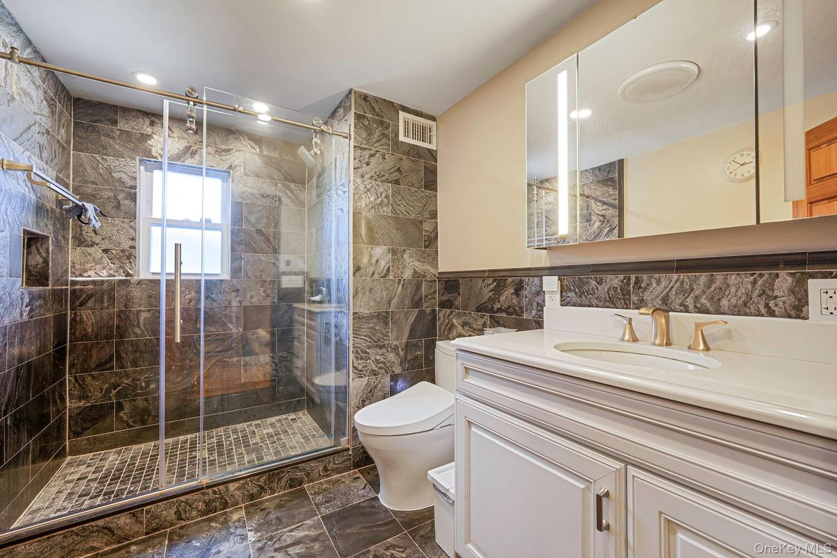Bathroom, Glass Shower, Interior, Recessed Lighting