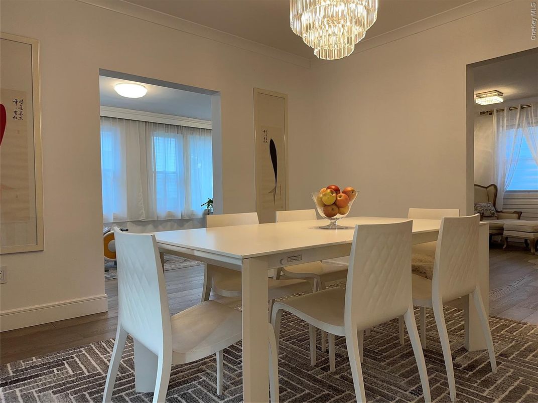 Chandelier, Dining room, Interior, Wood Texture Flooring