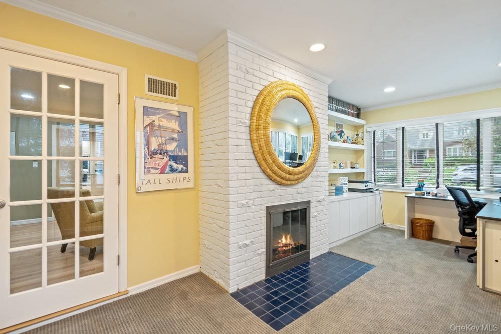 Fireplace, Home Office, Interior, Recessed Lighting