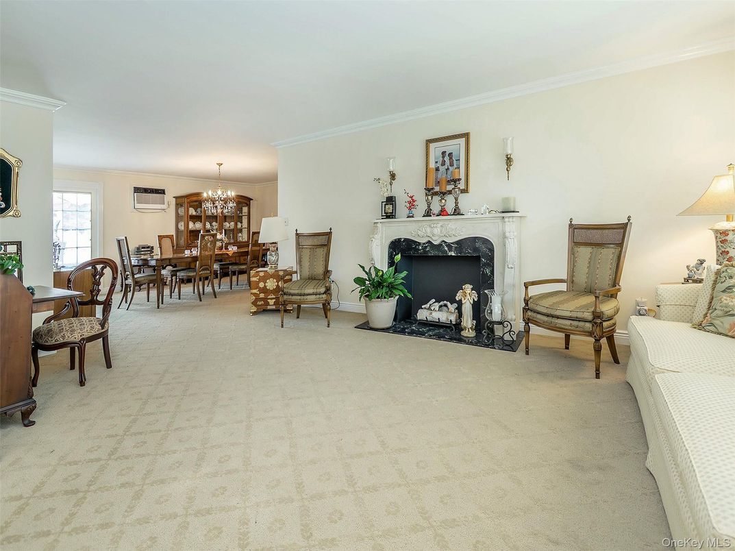 Chandelier, Dining room, Fireplace, Interior