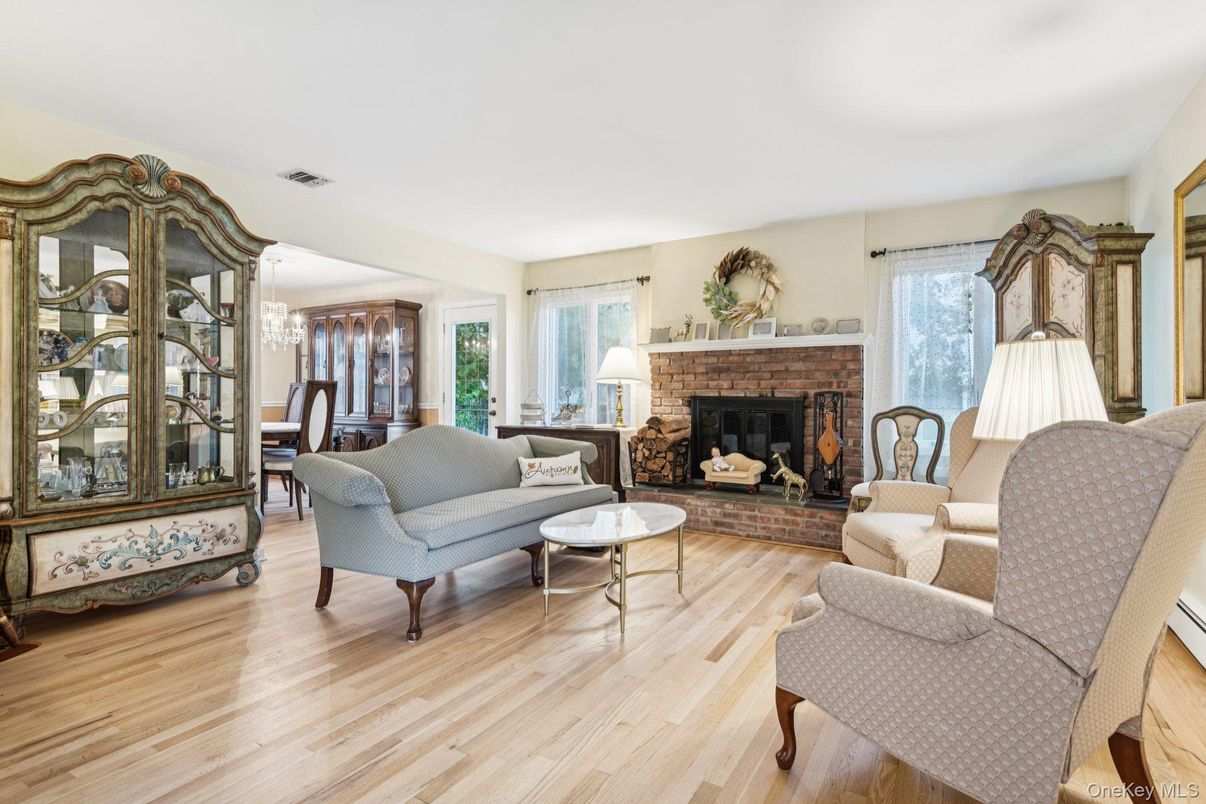 Dining room, Fireplace, Interior, Living room, Wood Texture Flooring