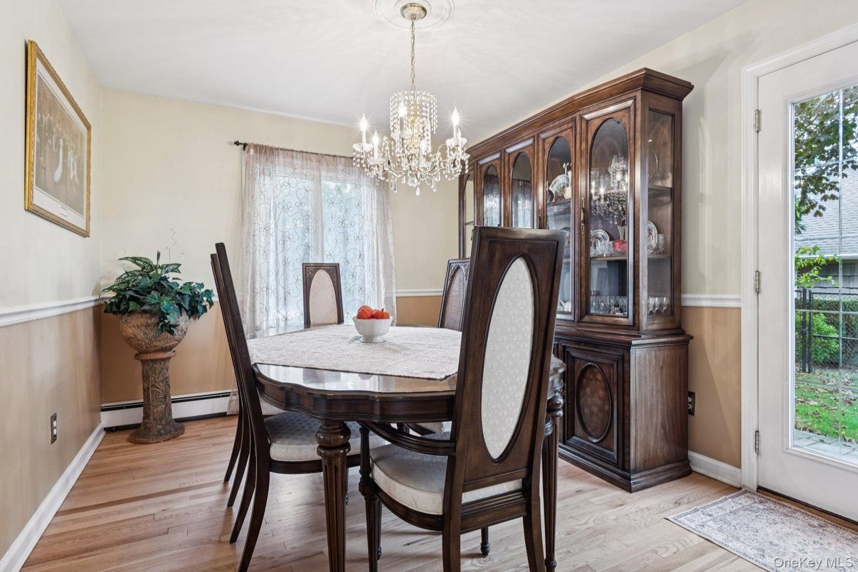 Chandelier, Dining room, Interior, Wood Texture Flooring