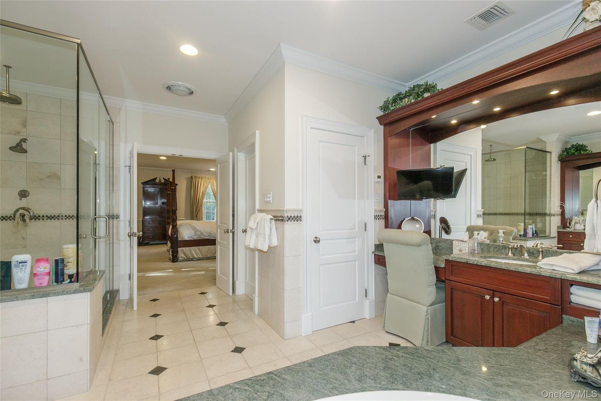 Bathroom, Glass Shower, Interior, Recessed Lighting