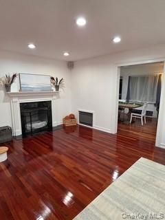 Dining room, Fireplace, Interior, Recessed Lighting, Wood Texture Flooring