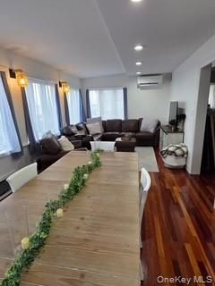 Dining room, Interior, Living room, Recessed Lighting, Wood Texture Flooring