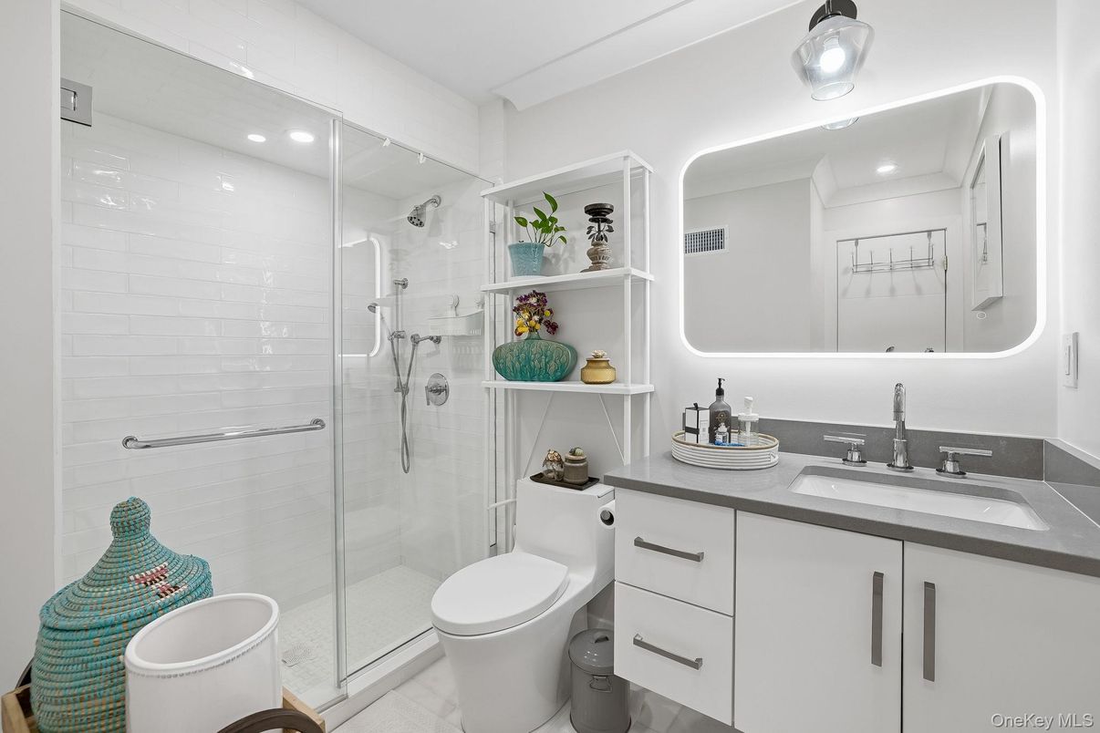 Bathroom, Glass Shower, Interior, Recessed Lighting