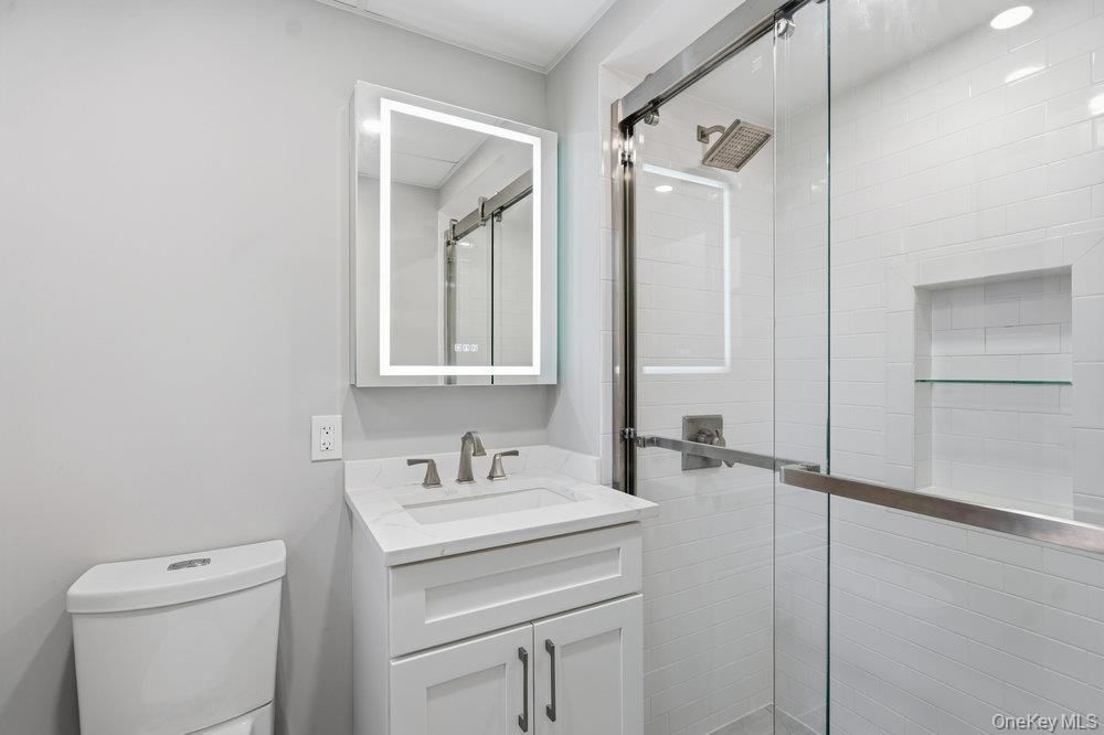 Bathroom, Glass Shower, Interior, Recessed Lighting