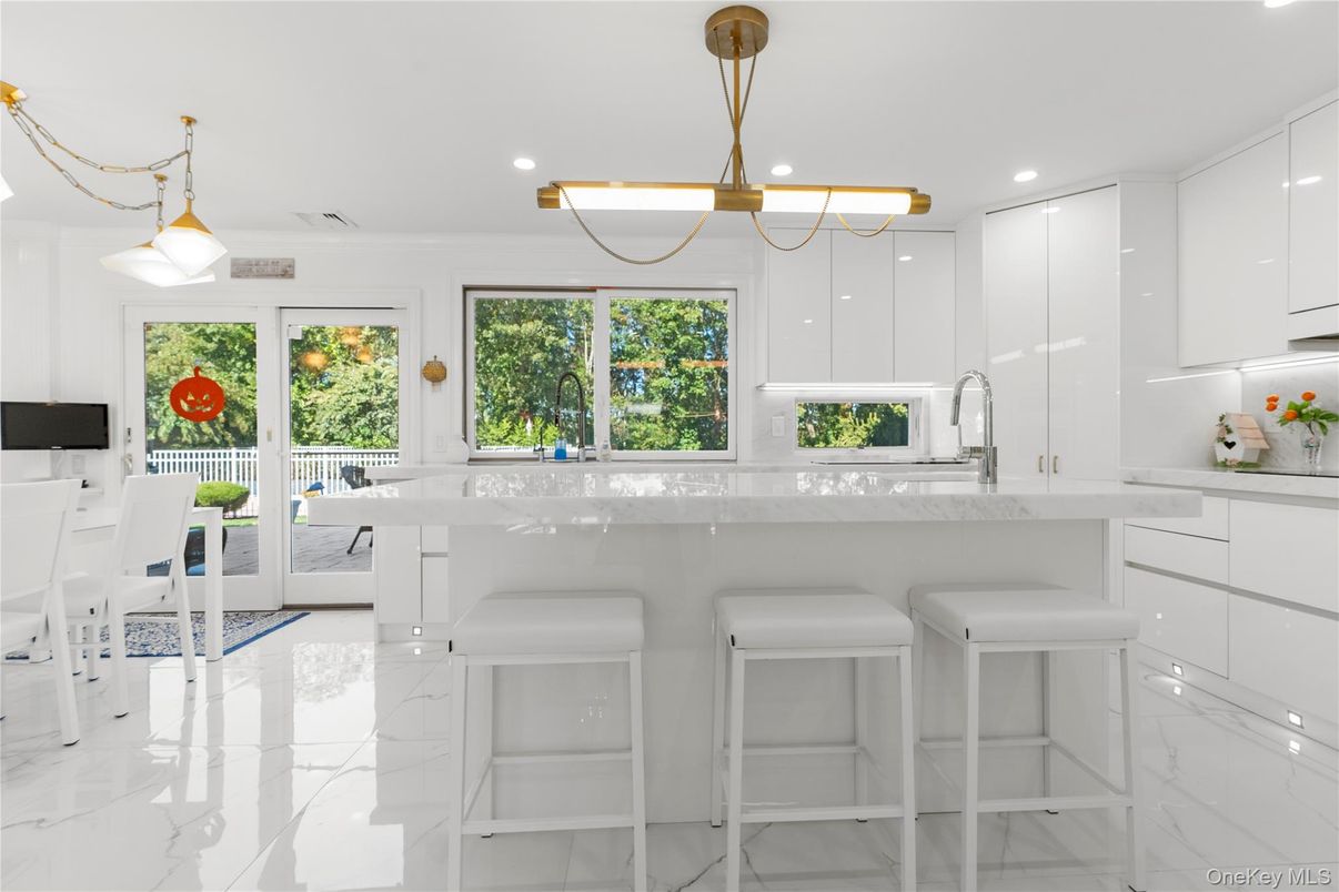 Interior, Kitchen, Marble, Pendant Lights, Recessed Lighting