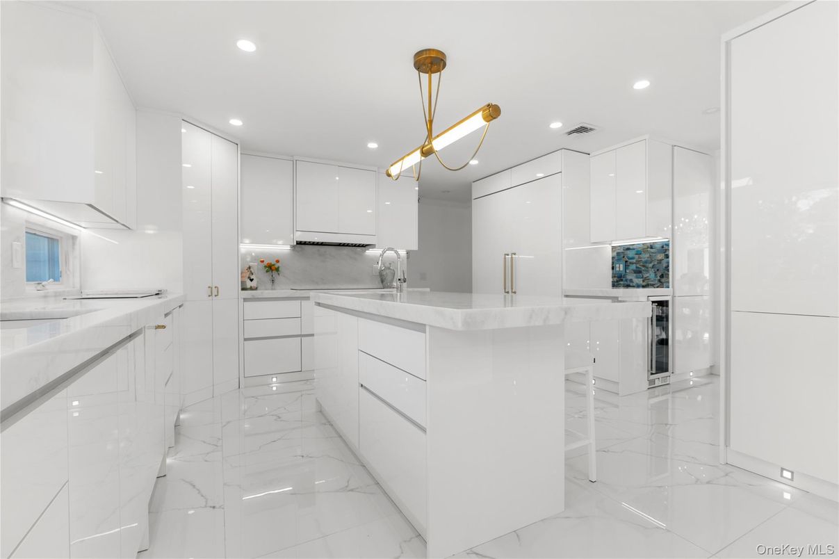 Interior, Kitchen, Marble, Pendant Lights, Recessed Lighting