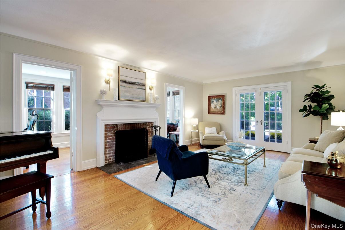 Fireplace, Interior, Living room, Piano, Wood Texture Flooring