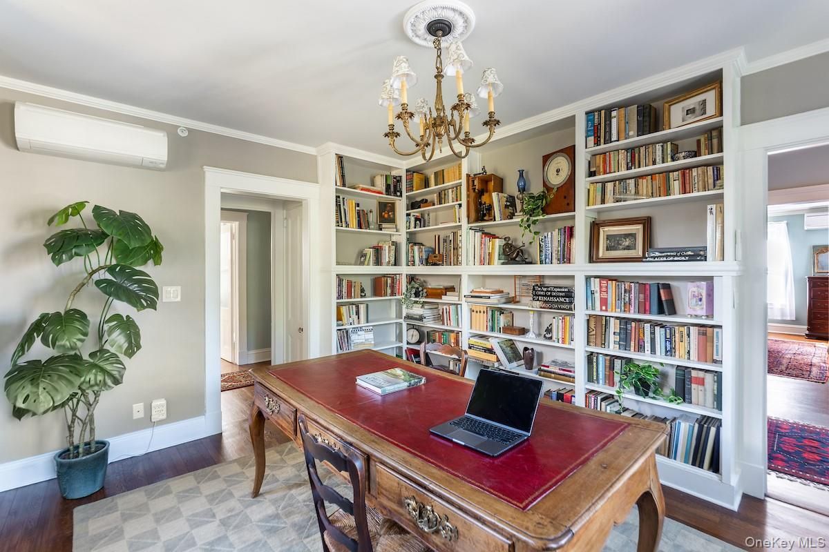 Chandelier, Home Office, Interior, Wood Texture Flooring